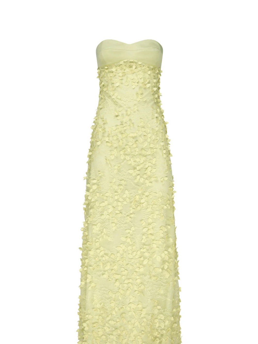 Manning Cartell Strapless Yellow Floral Appliqué Maxi Dress